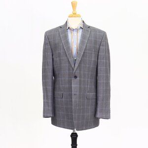 Joseph Abboud 44L Gray Check 2-Button Sport Coat Blazer Jacket T092